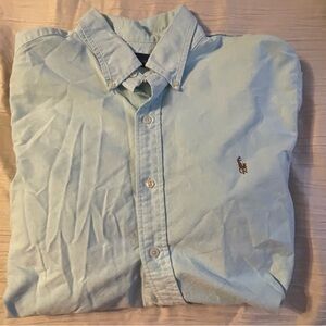 Ralph Lauren blue green‎ oxford button down long sleeve shirt, size XL